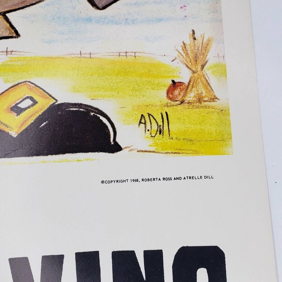 Vintage 1968 Classroom Poster Atrelle Dill Roberta Ross Thanksgiving Turkey - Picture 2 of 5